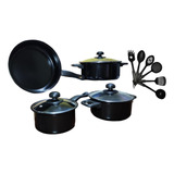 Bateria De Cocina Cacerolas Sarten Tapa De Vidrio Utensilios