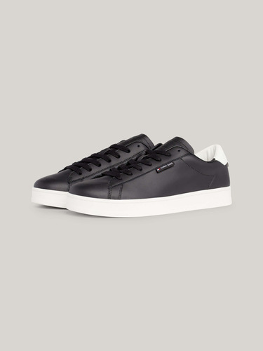 Tenis Negro De Piel Con Suela Cupsole Tommy Jeans Hombre