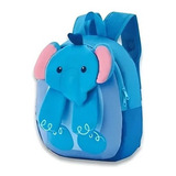 Mochila De Costas Escolar Infantil Fuseco Elefante Azul 3d 