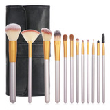 Set 12 Pinceles Y Brochas Maquillaje + Bolso Organizador