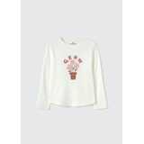 Blusa Infantil Menina Toddler Com Estampa - Off White