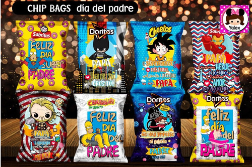 50 Dulcero Kit Digital Chips Bag Dia Del Padre Imprimibles