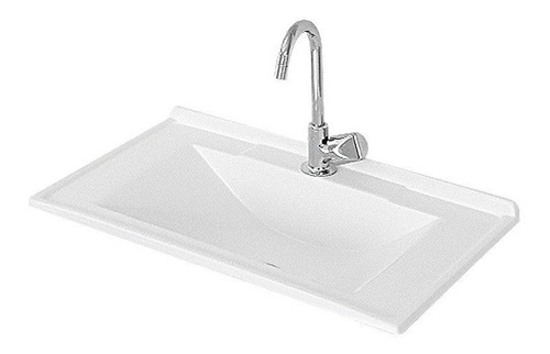 Lavatório Soft De Mármore Sintético 57cm Cor Branco