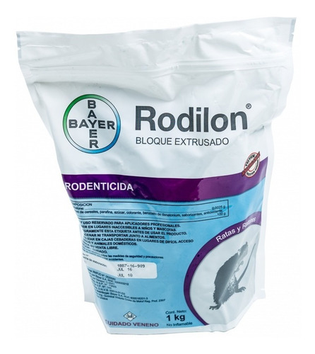 Raticida Bayer Rodilon Bloque Extrusado Veneno Ratas X 1 Kg