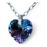 Collar Corazón Cristales Premium 18mm Plata 925 + Colores