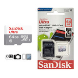 Memoria Sandisk Micro Sd 64 Gb Con Adapt Clase 10 Celular