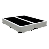 Base Cama Box Casal Bipartido Corino Branca - 138x188x39