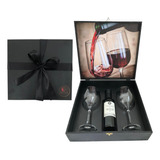 Box Premium Vinho Tinto 375ml Presente Wine 02 Taças Vidro