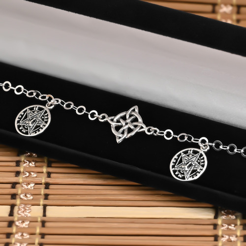 Pulsera Nudo De Bruja Con Tetragramamtones En Plata 950