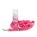 Set De Perfume Y Correa Para Mascotas Rosa Lunares