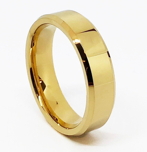 Aliança Avulsa Ouro 18k Banhada Tungstênio Chanfrada 6mm