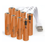 Pack De 8 Pilas Aaa Recargables Usb 1.5v 550mwh Con Cable Ti