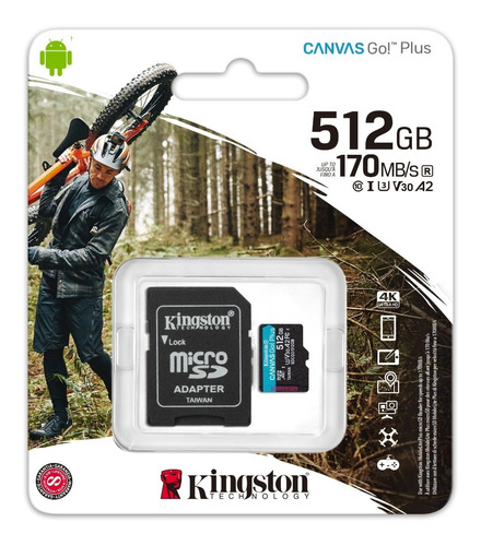 Memoria Microsd Kingston Canvas Go Plus 512 Gb V30 Negro /v