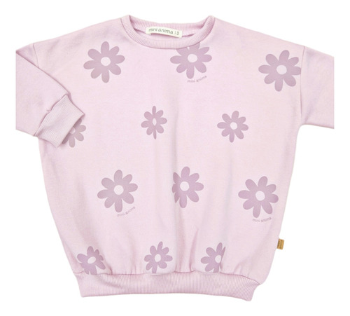 Maxi Buzo Flower Mini Anima Frisa Bebe Kids Rosa Palido