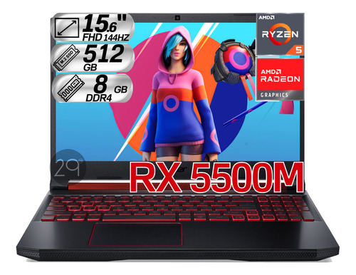 Portátil Msi Bravo 15 R5 5600h Rx 5500m Ram 8gb M.2 512gb