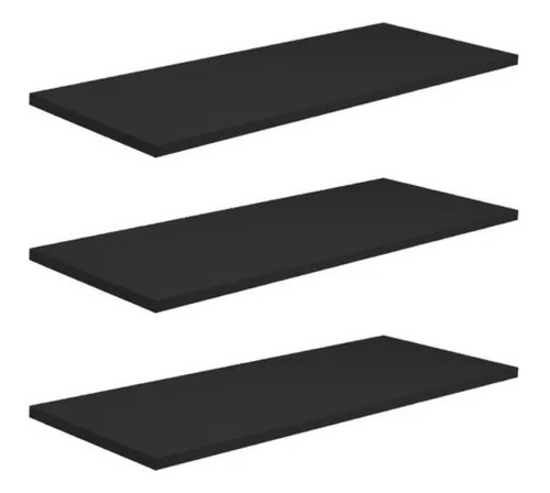 Kit 3 Prateleiras 120x25cm Preto Mdf Suporte Grátis 120253p