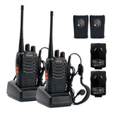 Handy Radio Uhf Walkie Talkie 16ch Vox Gadnic Kit X 2 + Auri Color Negro