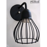 Aplique Jaula 1 Luz Fijo Negro Vintage Apto Led