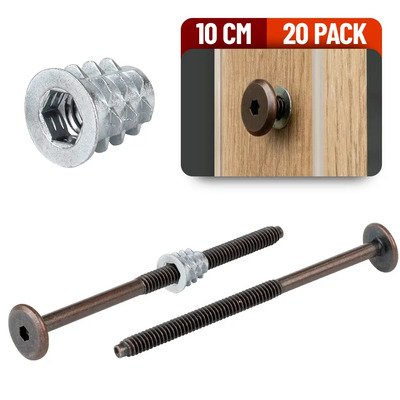 Tornillo Union Bronce Muebles 10 Cm Con Inserto De Madera 20 Pack | MercadoLibre
