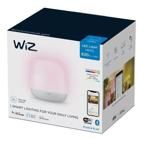 Lampara Inteligente De Mesa Portable Wiz Hero Controlable Por Wi-fi Con Luz Blanca Y Multicolor