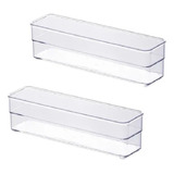 Organizadores Mesa Gaveta Multiuso Modular Diamond Kit C/2 Cor Transparente 30x7,5x5,2cm