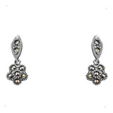 Aretes Marquesita Flor Colgante Plata 925 Envio Gratis