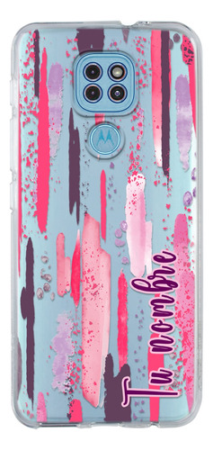 Funda Para Motorola Mujer Manchas Pintura Rosa Con Nombre