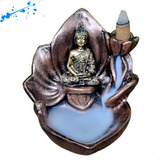 Incensário Cascata Fumaça E Vareta Flor De Lotús Buda Hindu