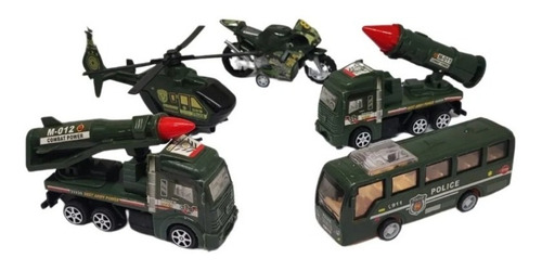 Set 5 Vehículos Camiones Moto Militares Niños Regalo