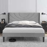 Vecelo Base De Cama Tapizada Tamano Queen Con Cabecera De Te