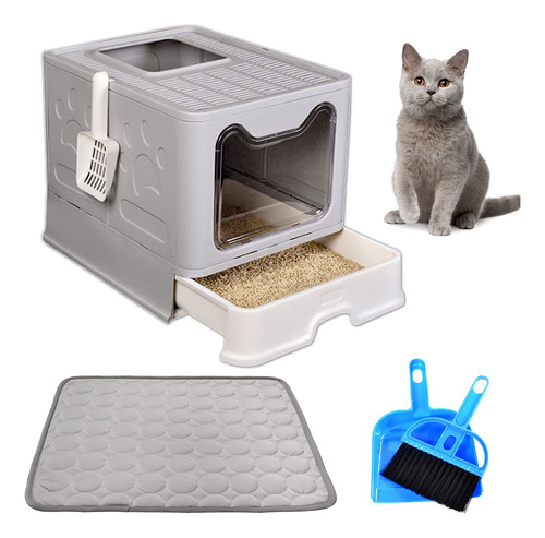 Kathson Caja De Arena Grande Para Gatos Con Tapa, Plegable Y