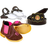 Bota Feminina Cowgirl Infantil Cinto Couro Espora C Correia