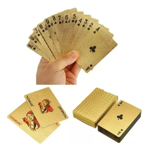 Cartas Barajas De Poker Doradas Lujo Ultra Fino Magia X 54u