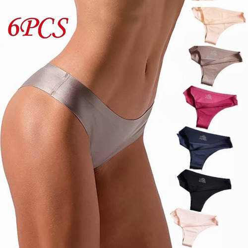 Pack 6 Bragas De Algodón De Seda Hielo Para Mujer