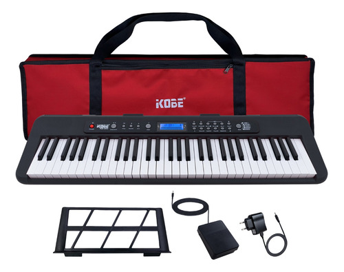 Teclado Musical Kb-300 Preto 61 Teclas 5/8 Com Capa E Pedal 