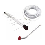 Melhor Kit Antena Digital Com Mastro+ 20m Cabo Rg6 Branco