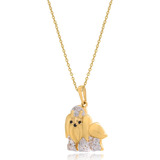 Pingente Shih Tzu Com Corrente Bailarina Em Ouro 18k