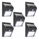 Kit 5 Luminária Solar Led Com Sensor Jardim Luz Prova D'água