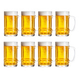 Caneca De Chopp Cerveja Copo Vidro 360ml Restaurante Kit 8