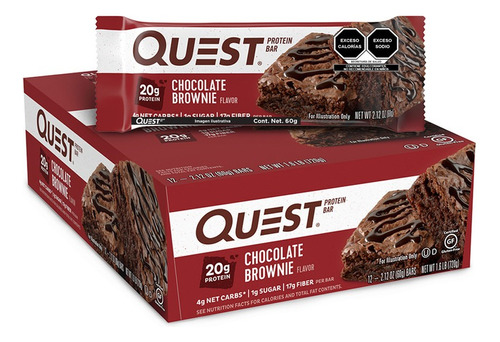 Barra De Proteínas Quest (caja C De 12 Oz De 60 G), Sabor A Brownie Quest Nutrition