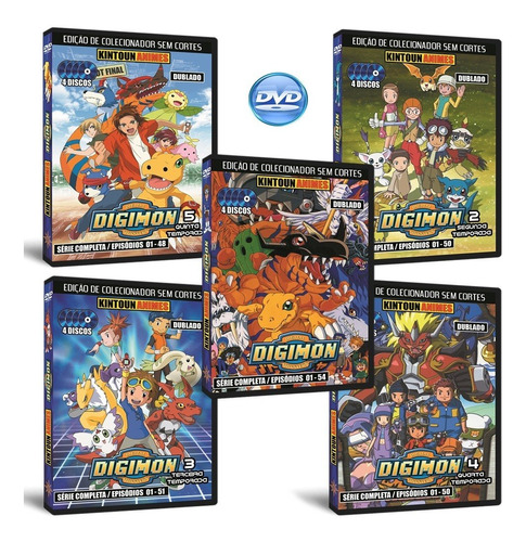 Digimon 5 Temporadas Completas E Dubladas Em Dvd