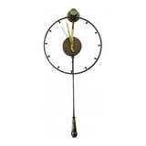 Reloj De Pared Dorado De Metal Con Pendulo Moderno