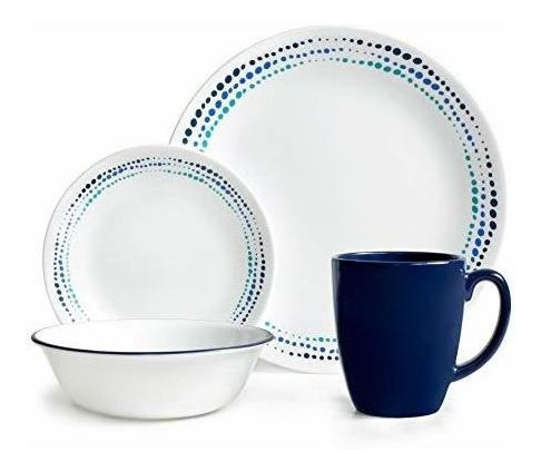 Juego De Vajilla Corelle Livingware Ocean Blues De 16 Piezas