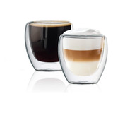 Set X 2 Vasos Doble Pared Vidrio 250ml Té Café,ideal Regalo!