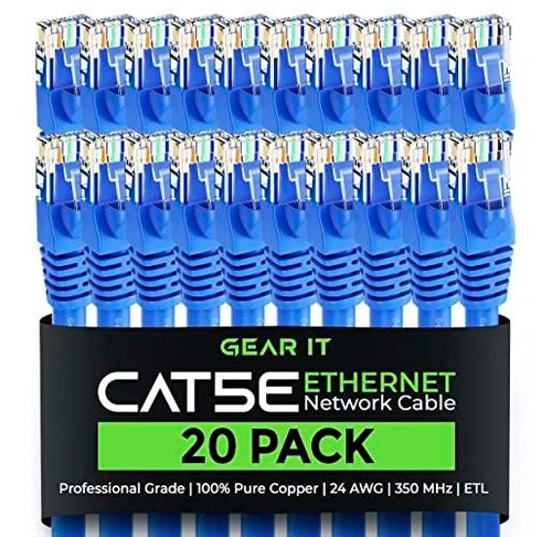 Gearit - Cable De Conexión Ethernet Cat5e (20 Unidades, 7 Pi