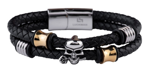 Pulseras Hombre, Brazaletes Cuero Y Acero Inoxidable Luckman