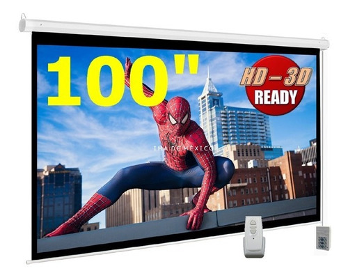 Pantalla De Proyeccion Electrica, 100'' Hd 16:9, Control Remoto Inalambrico, Formato Alta Definicion (2.54 Metros)