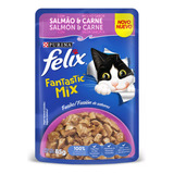 Alimento Húmedo Gato Fantastic Mix Salmón Carne Felix 5 X85g