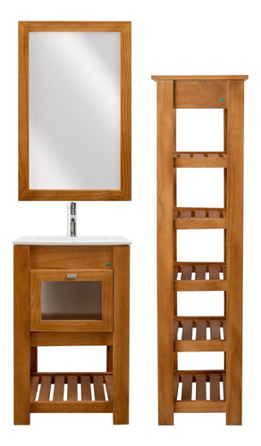 Combo Vanitory 50cm Madera Bacha Puerta Tolva