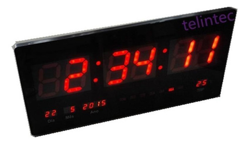 5 Relógio Digital Parede 46cm Calendario Hora Bivolt